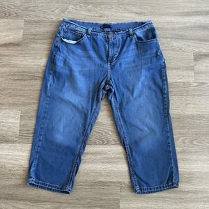 Lee Straight Leg Capri Pants Women's 34 Waist Blue Denim